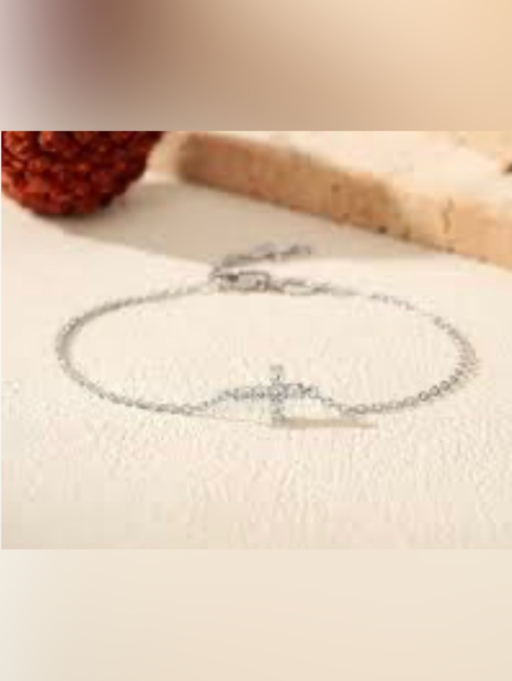 Delicate 925 Silver & Moissanite Cross Bracelet for Women - Minimalist Chain